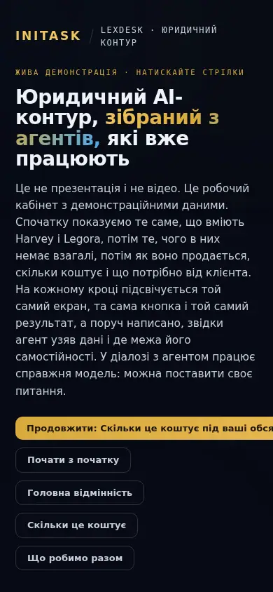 На телефоні працює так само: док видно завжди, горизонтального скролу немає.